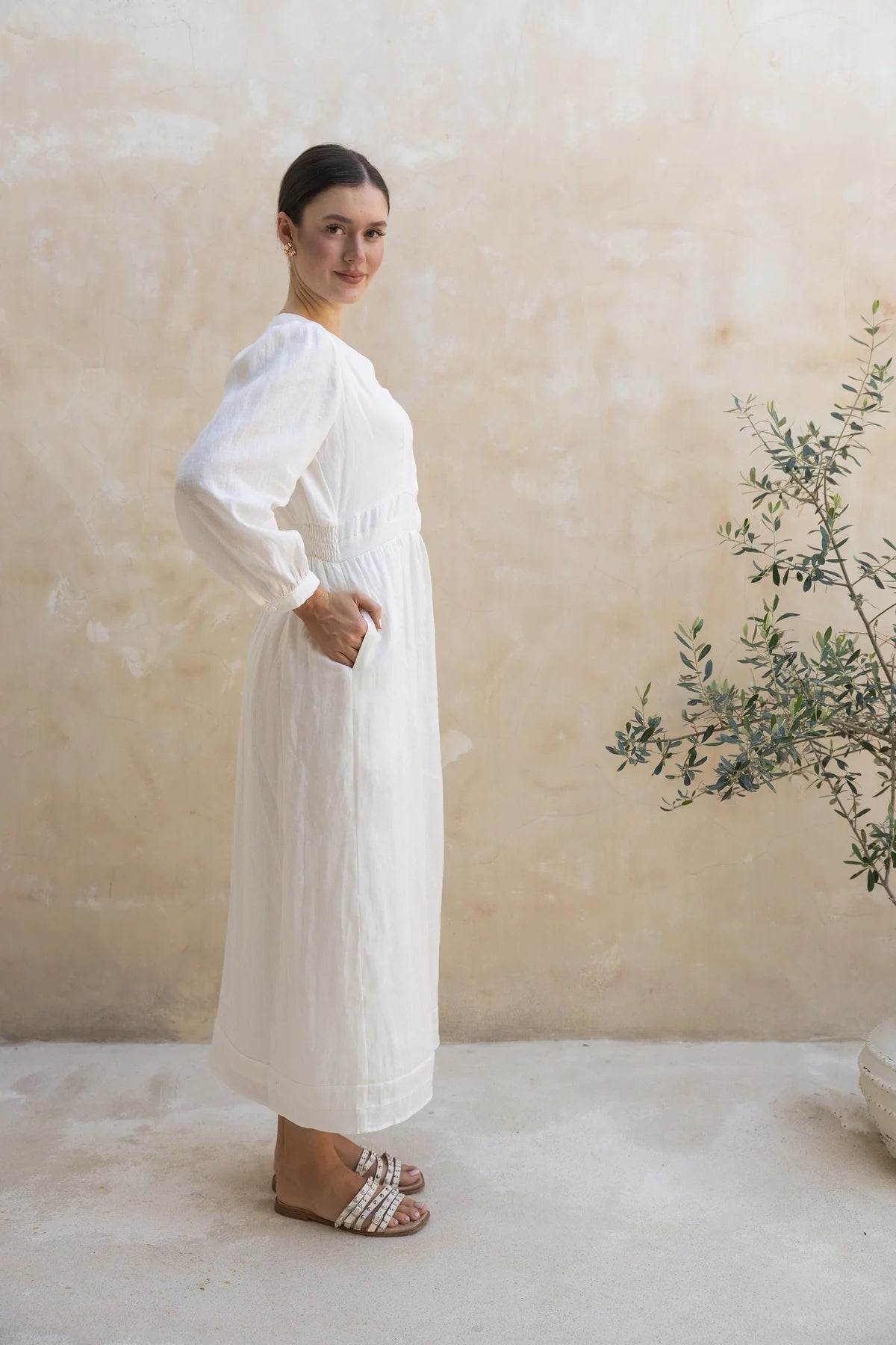 Khareef White Linen Dress