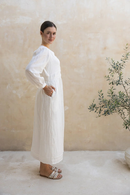 Khareef White Linen Dress