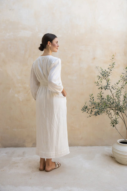 Khareef White Linen Dress