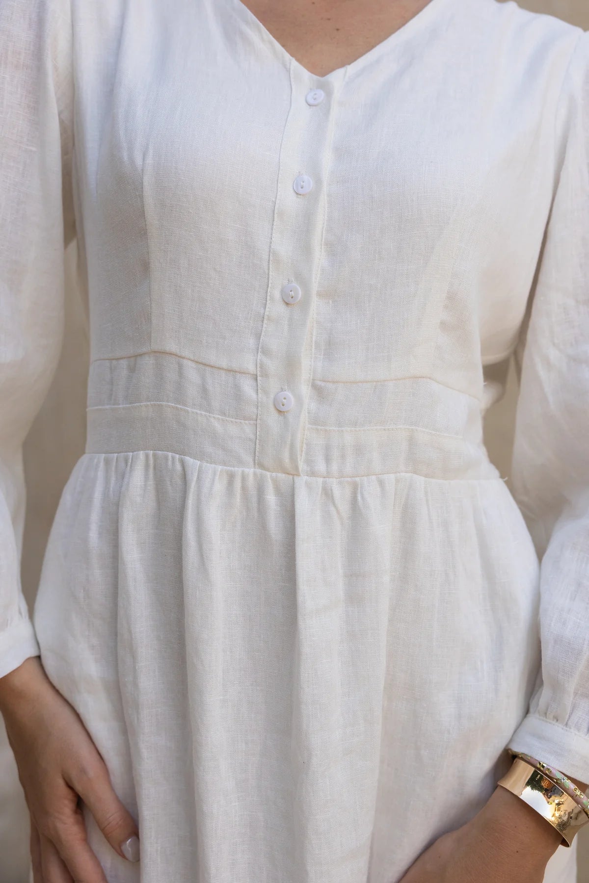 Khareef White Linen Dress