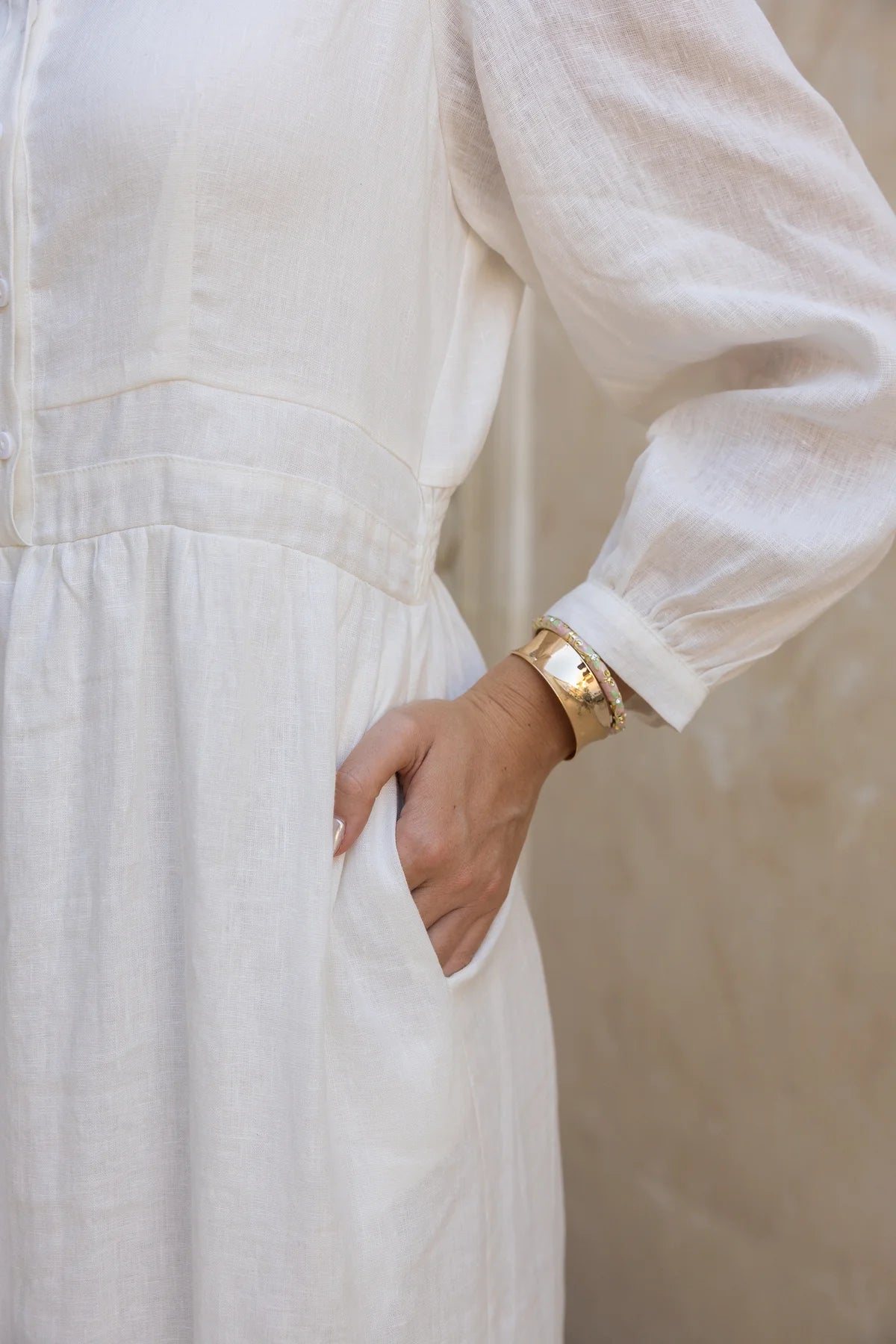 Khareef White Linen Dress